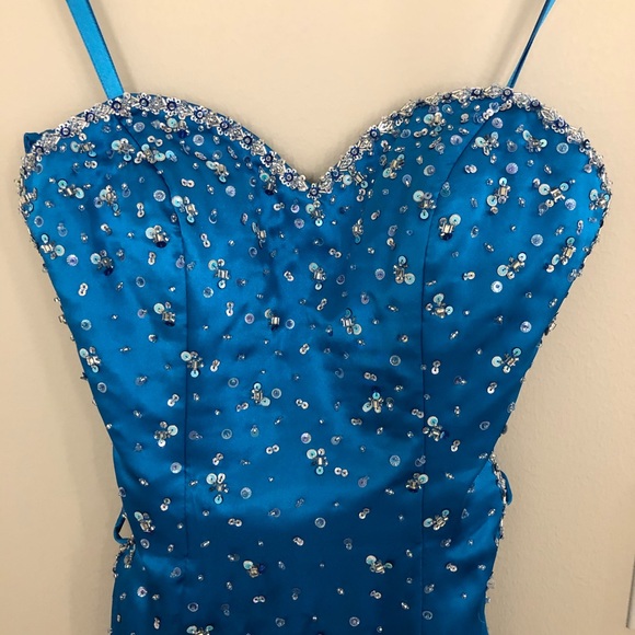 Strapless Blue Dress - Picture 1 of 8